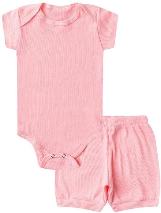 Imagem principal Kit Body Bebê Curto Canelado 2 Peças Rosa Select Select