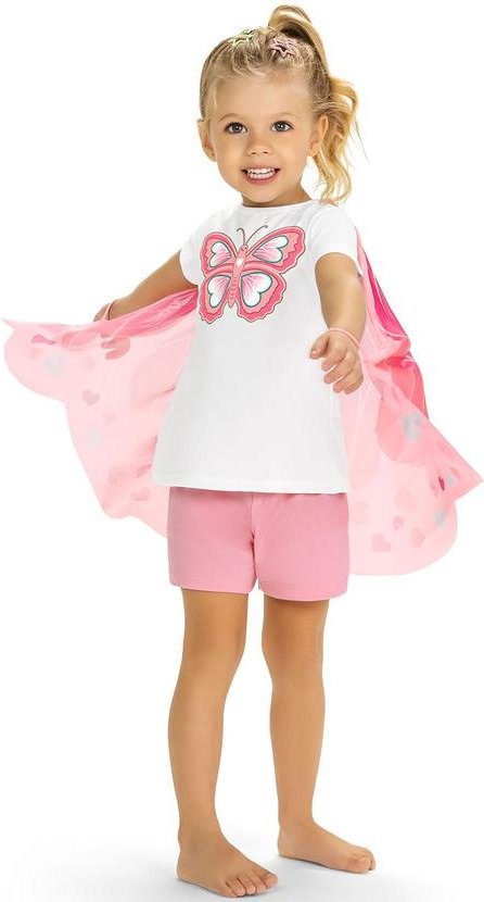 Pijama Infantil Menina Borboleta Branco