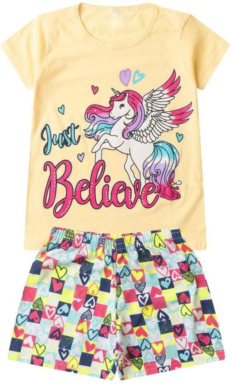 Imagem principal Pijama Infantil Menina Curto Algodão Amarelo Select Select