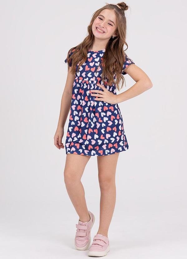 Imagem principal Vestido Infantil Coraçãozinhos Azul VIDA COSTEIRA VIDA COSTEIRA