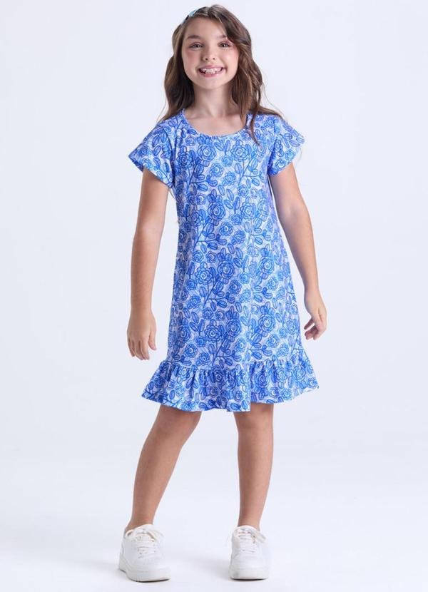 Imagem principal Vestido Infantil Menina Estampa Babados Azul VIDA COSTEIRA VIDA COSTEIRA