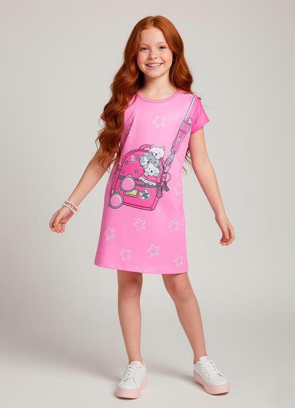 Imagem principal Vestido Infantil Mochila Gatinhos Rosa Laluna Laluna