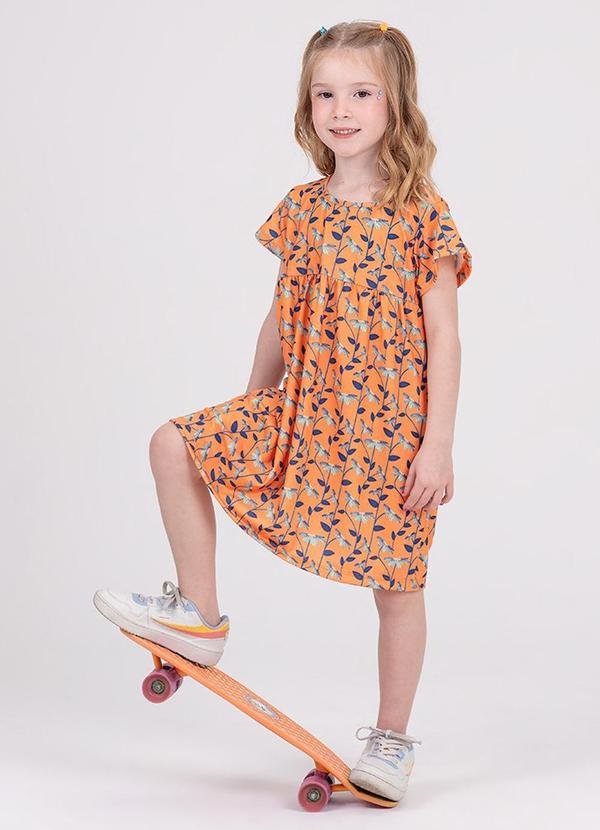 Imagem principal Vestido Infantil Poliplex Margaridas Laranja VIDA COSTEIRA VIDA COSTEIRA