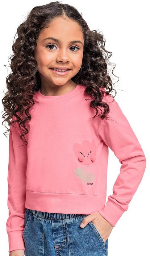 Imagem principal Cropped Manga Longa para Menina Rosa Quimby Quimby