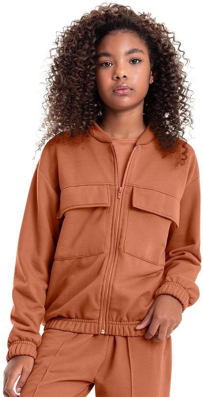 Imagem principal Jaqueta Básica em Moletom Juvenil Marrom Gloss Gloss