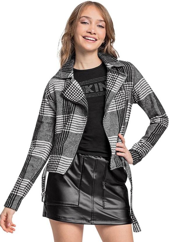 Imagem principal Jaqueta Biker em Tecido Alfaiataria Preto Gloss Gloss