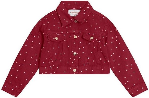 Imagem principal Jaqueta Cropped Corações em Sarja Menina Bordô Carinhoso Carinhoso