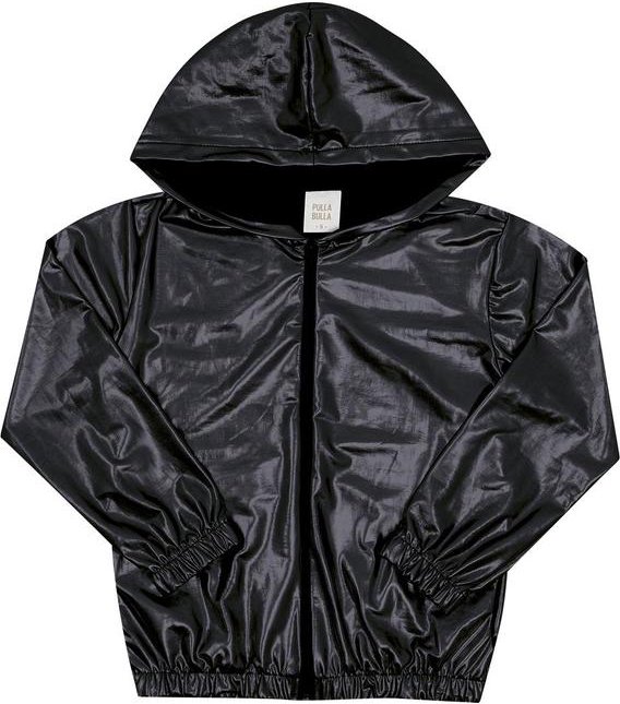 Jaqueta Infantil Malha Foil e Meia Malha Preto