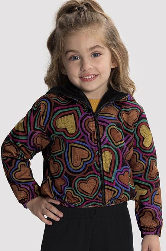Imagem principal Jaqueta Infantil Menina em Politel com Capuz Pelo Preto Alakazoo Alakazoo