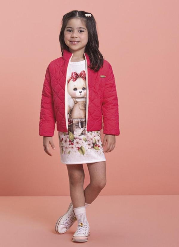 Imagem principal Jaqueta Infantil Puffer em Matelassê Flores Rosa Milli E Nina Milli E Nina