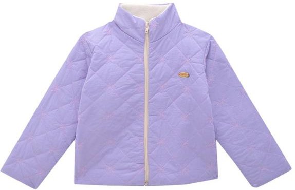 Jaqueta Infantil Puffer em Matelassê Flores Roxo