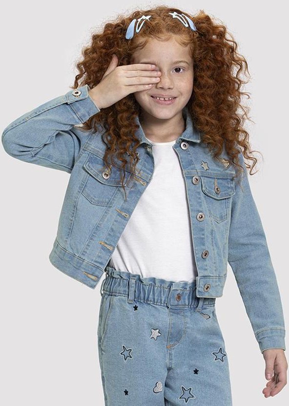 Imagem principal Jaqueta Jeans Infantil Menina Cropped Bordada Jeans Alakazoo Alakazoo