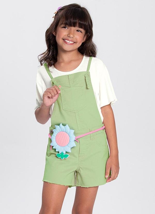 Imagem principal Jardineira Menina Bolsos Sarja ElastanoVerde Alakazoo Alakazoo