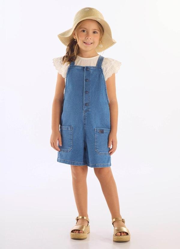 Imagem principal Jardineira Unissex Infantil em Jeans Up Baby Azul Up Baby