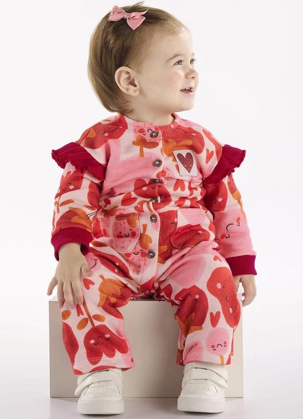 Imagem principal Macacão Bebê Menina Tomatinhos Vermelho Três e Já Três e Já