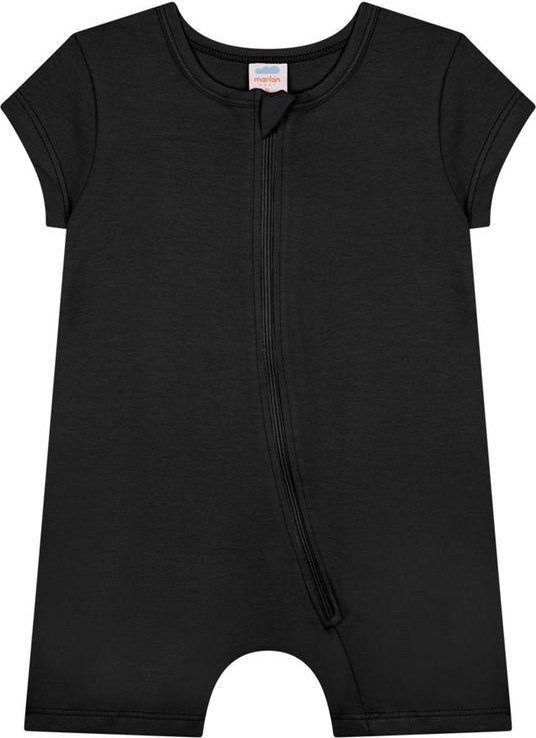 Macacão em Meia Malha Penteada Preto