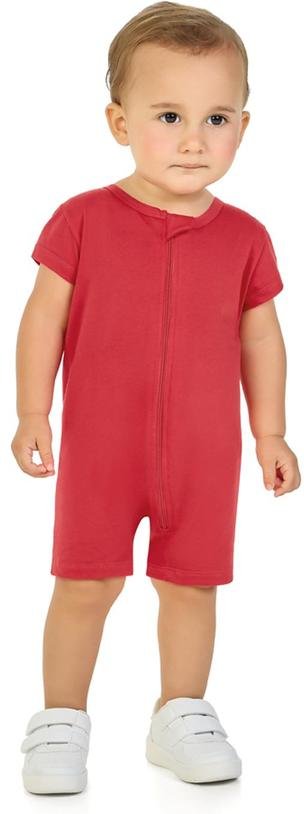 Macacão em Meia Malha Penteada Vermelho