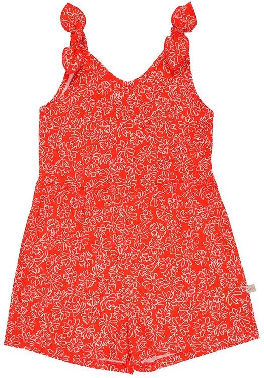 Macaquinho em Meia Malha Laço Ombro Vermelho