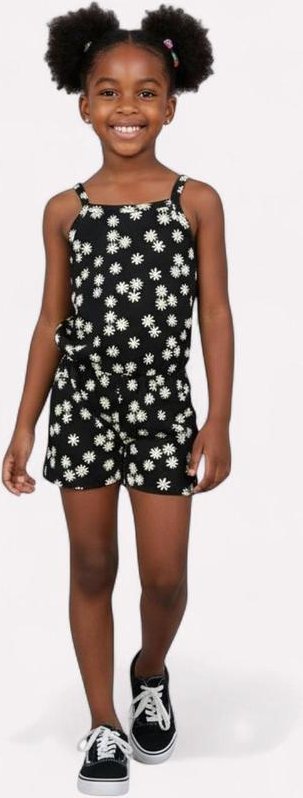 Imagem principal Macaquinho Infantil Menina Flores Preto Kyly Kyly