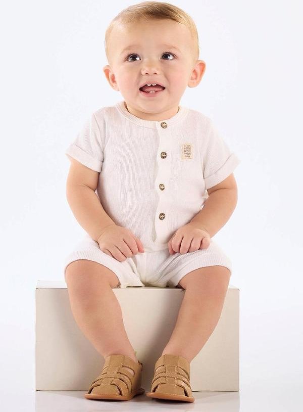 Macaquinho Unissex Bebê em Ribana Up Baby Branco