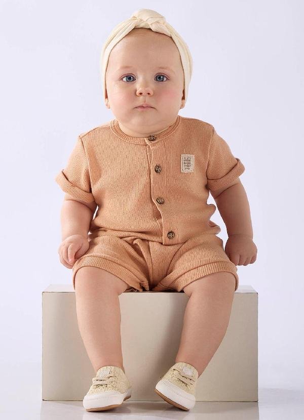 Macaquinho Unissex Bebê em Ribana Up Baby Marrom