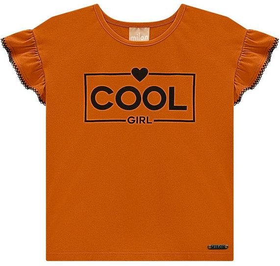 Blusa Infantil Menina Lettering Marrom
