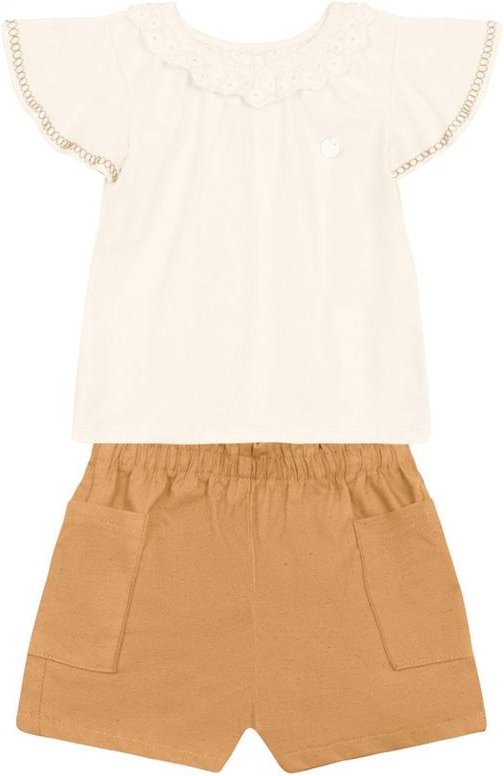 Conjunto Infantil Menina com Guipir Bege