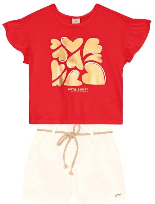 Imagem principal Conjunto Infantil Menina Metalizado Vermelho Brandili Brandili