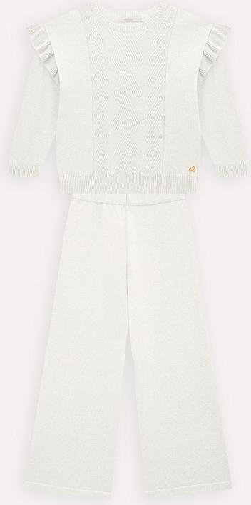 Conjunto Infantil Menina Tricot Off White