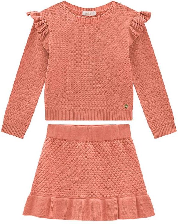 Conjunto Infantil Menina Tricot Rosa