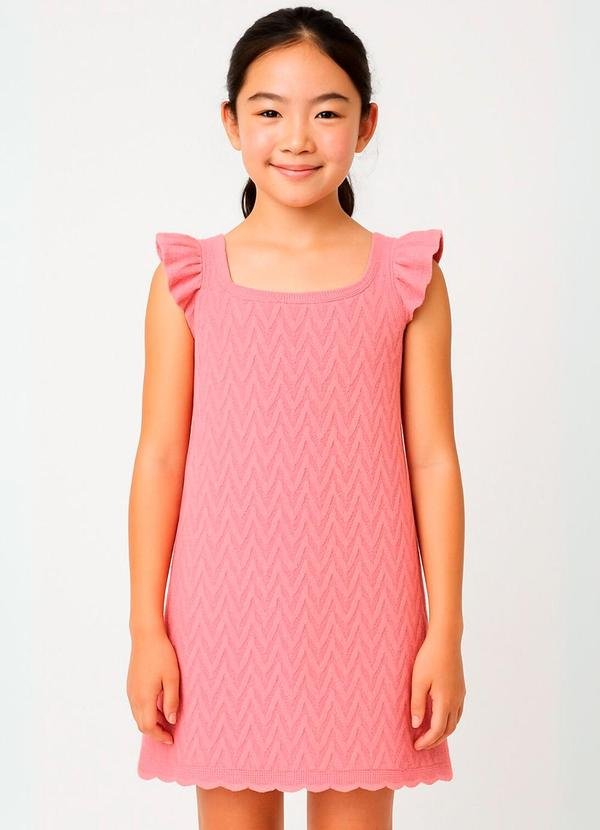 Vestido Infantil em Tricot Rosa