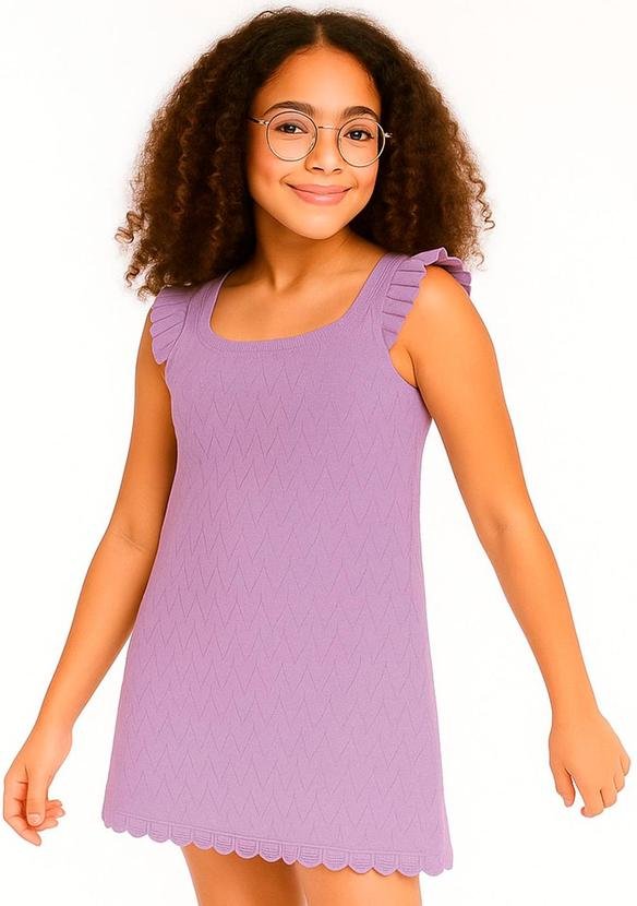 Vestido Infantil em Tricot Roxo