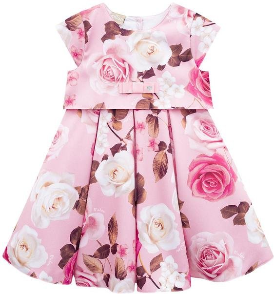 Imagem principal Vestido Infantil Menina Flores Rosa Milon Milon
