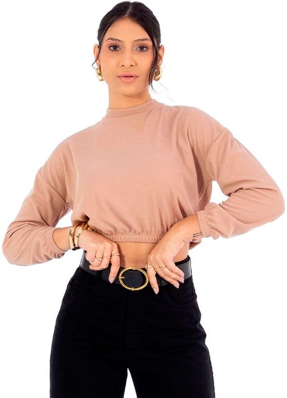 Blusão Feminina em Ribana Termal Marrom