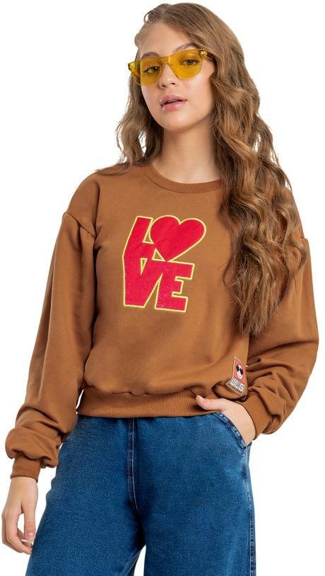 Imagem principal Blusão Love Infantil Menina Moletom Marrom Gloss Gloss