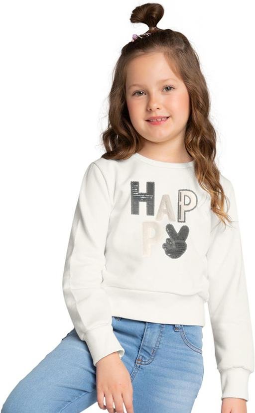 Casaco Cropped Infantil Menina Bordado Bege