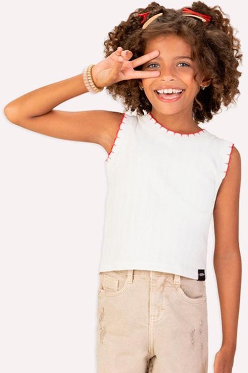 Imagem principal Blusa Cropped Infantil em Ribana Off White Kyly Kyly