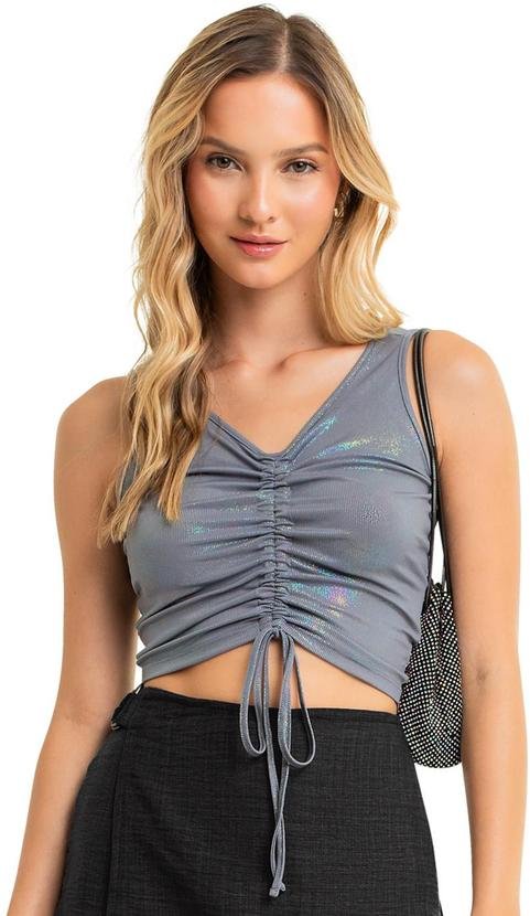 Imagem principal Regata Holográfica Juvenil Cinza Gloss Gloss