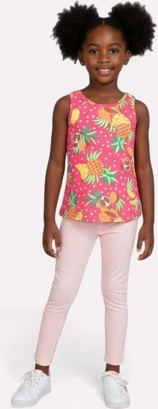 Imagem principal Regata Infantil Menina Frutas Rosa Kyly Kyly