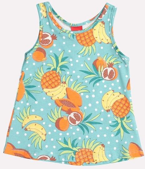 Imagem principal Regata Infantil Menina Frutas Verde Kyly Kyly