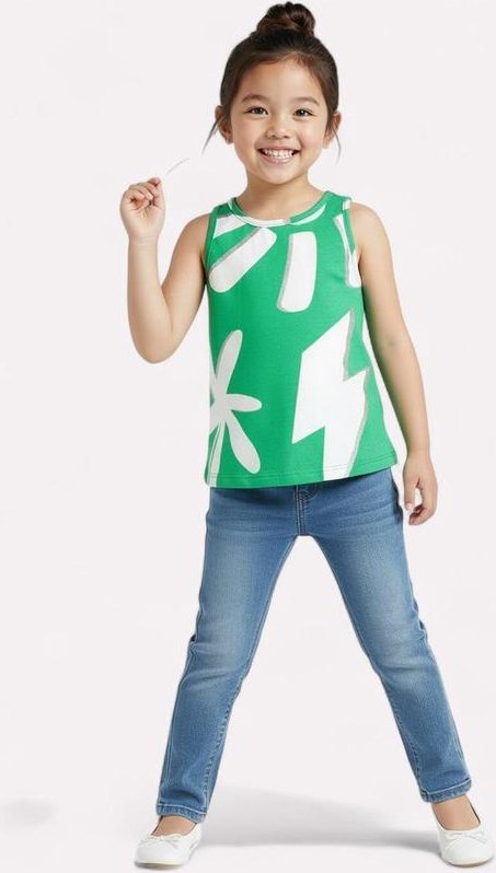 Imagem principal Regata Infantil Menina Frutas Verde Kyly Kyly