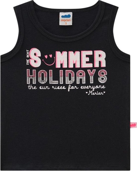 Imagem principal Regata Menina em Meia Malha Penteada Preto Marlan Marlan