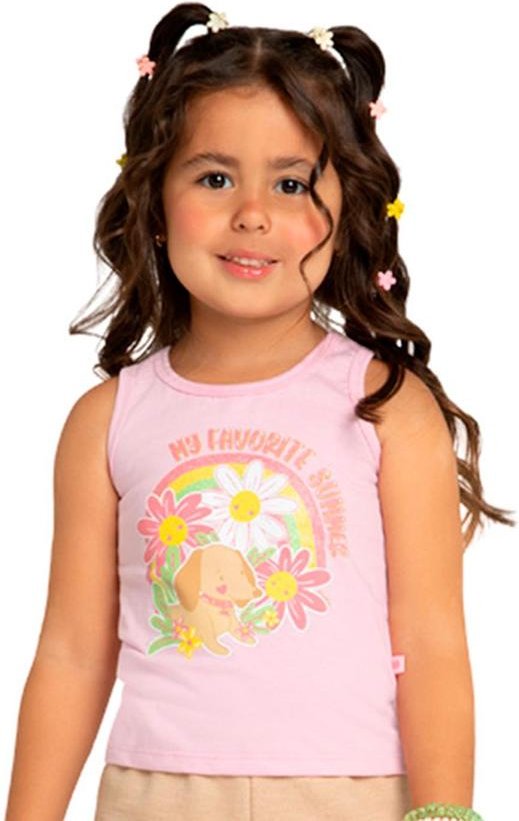 Imagem principal Regata Menina em Meia Malha Penteada Rosa Marlan Marlan