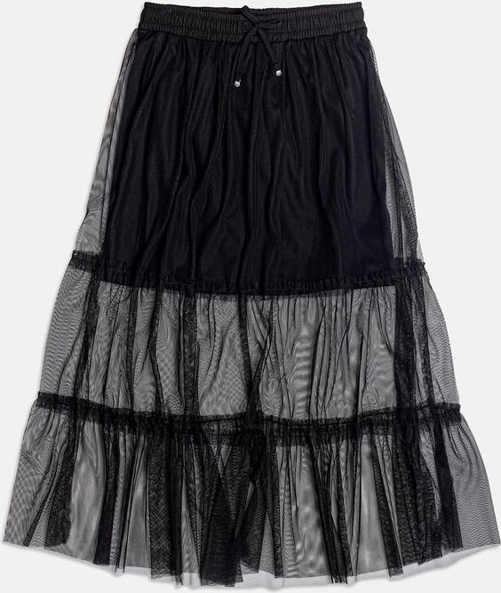 Saia Black Midi de Tule Preto