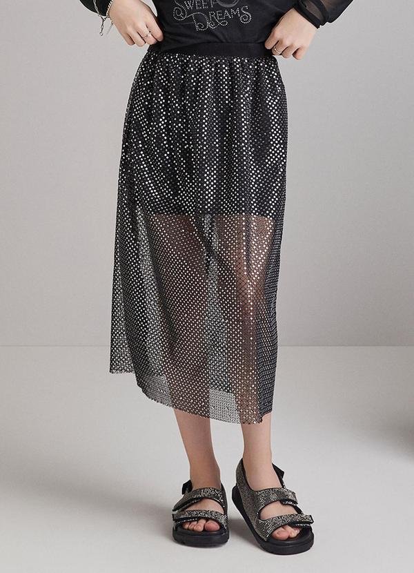 Saia de Tule com Paetê Preto