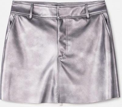 Saia Fake Leather Prata Metalizado Chumbo