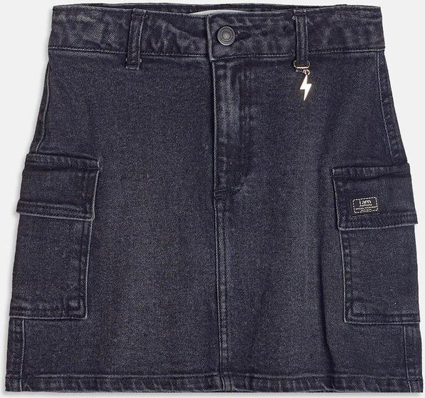 Saia Jeans Cargo Black Preto