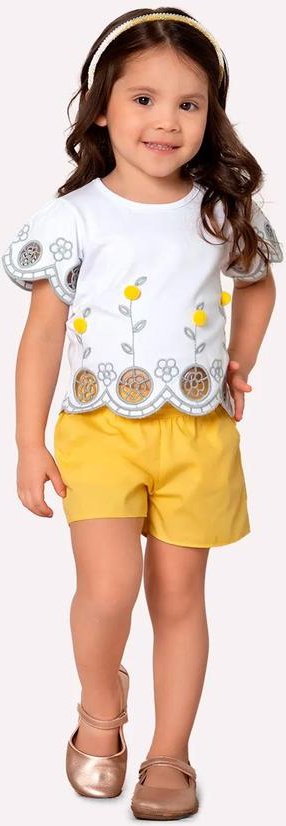 Imagem principal Short Infantil Menina em Tricoline Milon Amarelo Milon