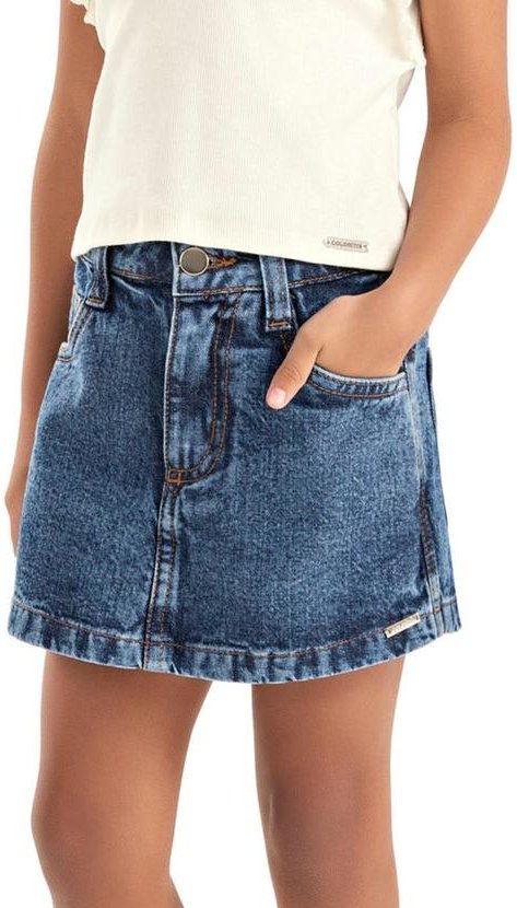 Imagem principal Short Saia Infantil Menina Jeans Azul Colorittá Colorittá