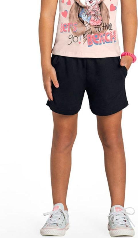 Shorts Infantil Menina em Moletinho Preto